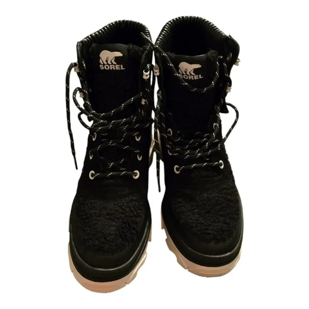 Sorel‎ Brex Cozy Lace Waterproof Boot - Black Sea Salt - Women's US Size 8.5 New